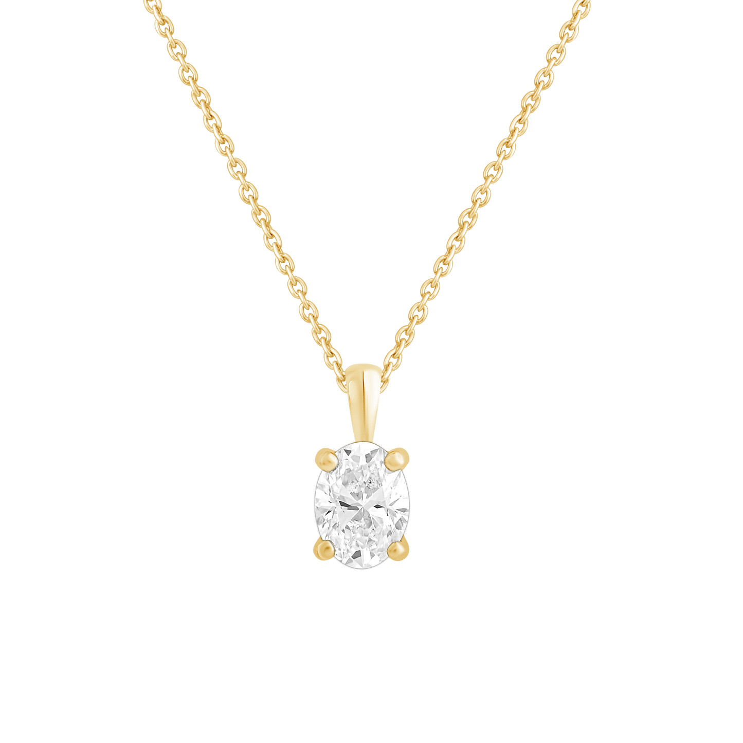 14k Gold 1-0.50 Ct Oval Cut Solitaire Pendant Necklace