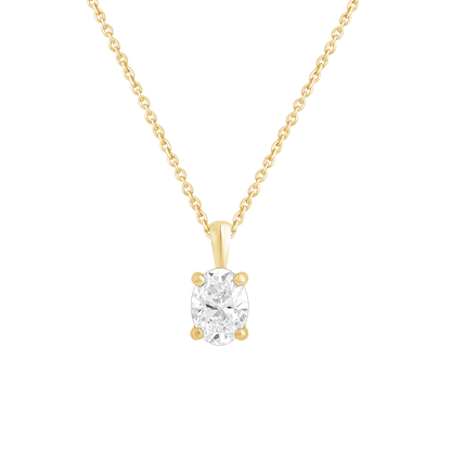 14k Gold 1-0.50 Ct Oval Cut Solitaire Pendant Necklace
