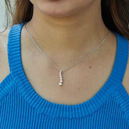 0.75 Ct Diamond 925 Silver 7 Stone Journey Pendant Necklace