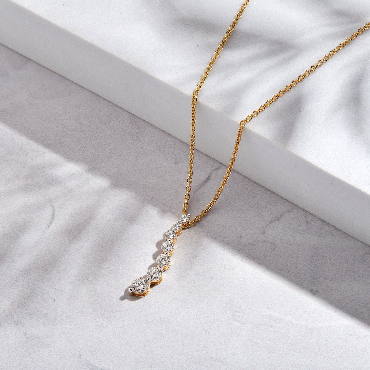 0.75 Ct Diamond 925 Silver 7 Stone Journey Pendant Necklace