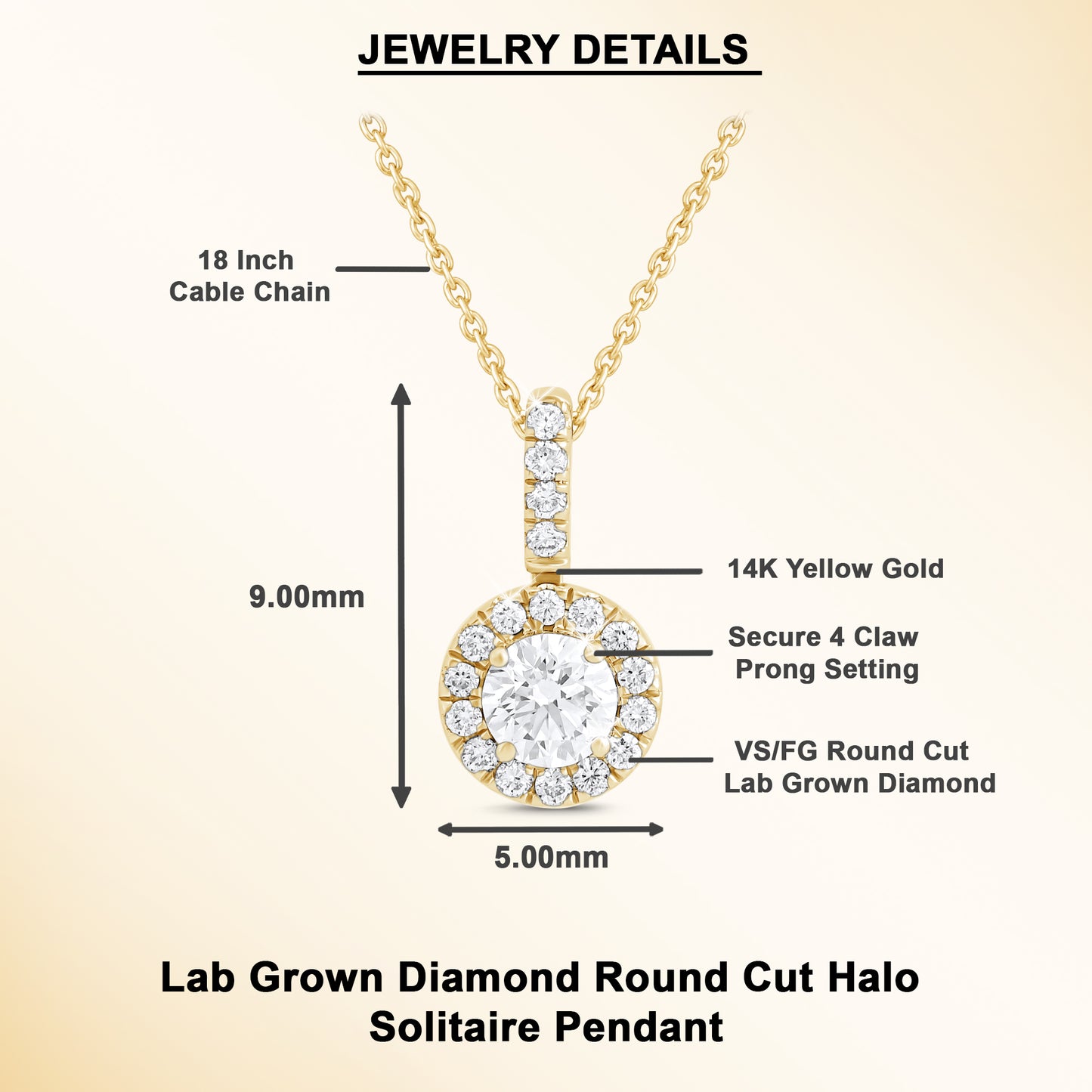14k White/Yellow Gold 1-0.50 Ct Round Halo Pendant Necklace