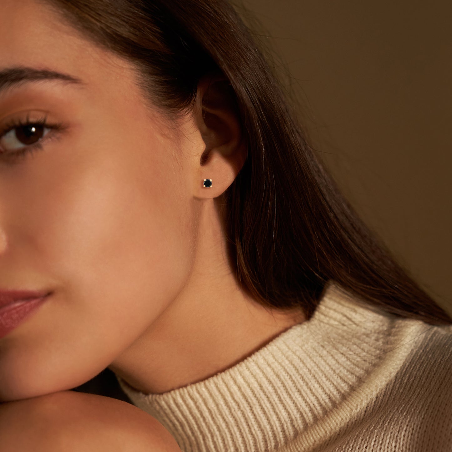 Solitaire Black Diamond Stud Earrings