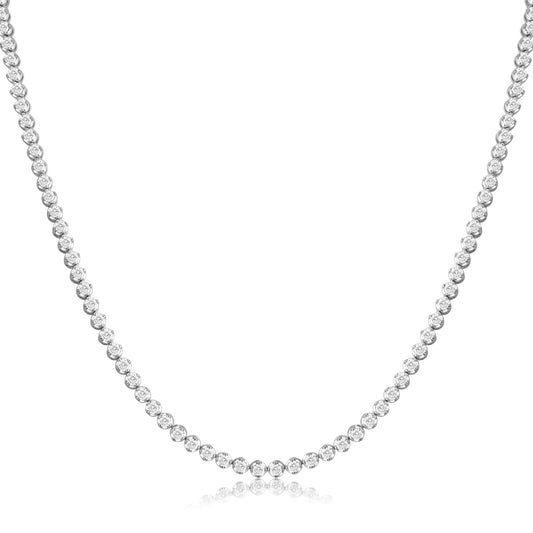 925 Silver 14K White Gold Plated Lab Grown Diamond Tennis Necklace