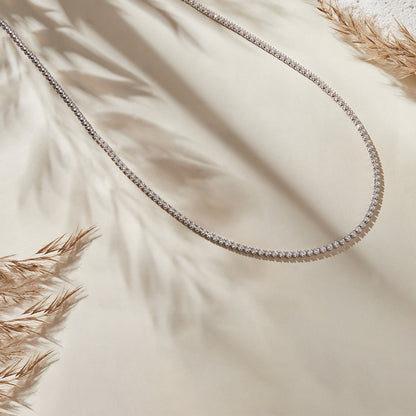 925 Silver 14K White Gold Plated Lab Grown Diamond Tennis Necklace