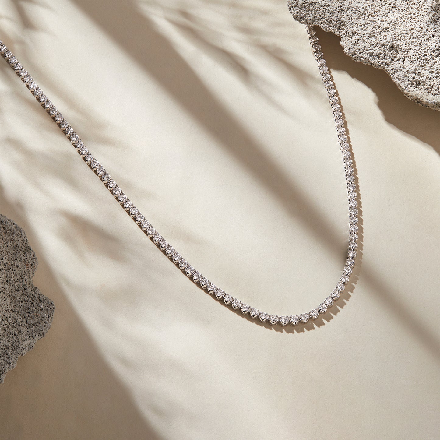 10K White Gold 5 Ct Round Cut Diamond Tennis Necklace