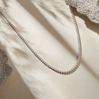 925 Silver 14K White Gold Plated Lab Grown Diamond Tennis Necklace