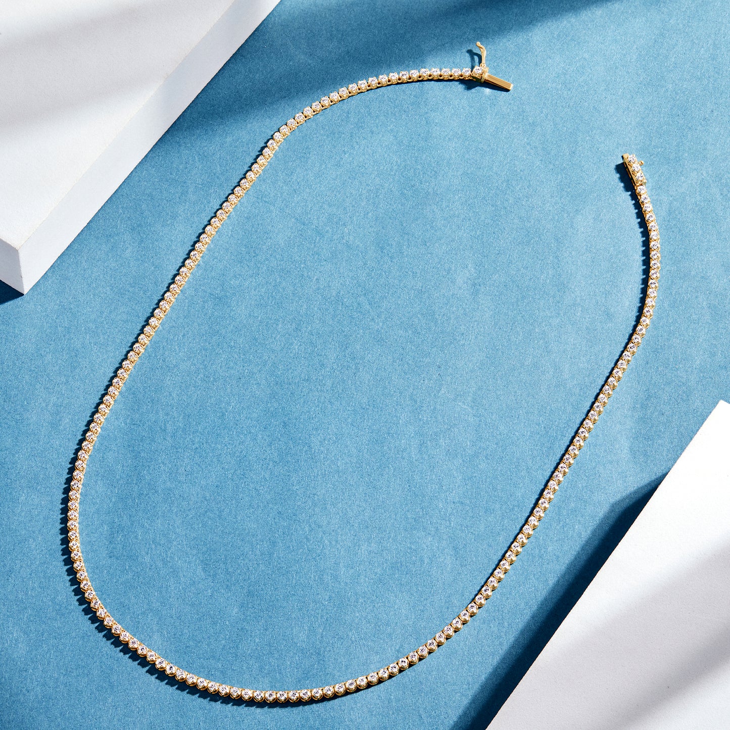 10K White Gold 5 Ct Round Cut Diamond Tennis Necklace