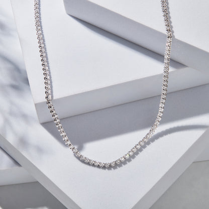10K White Gold 5 Ct Round Cut Diamond Tennis Necklace
