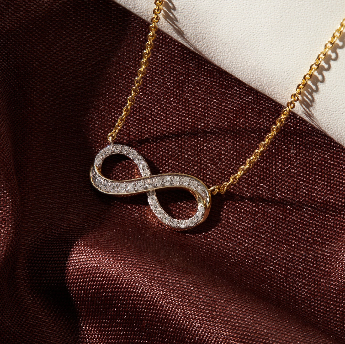 0.25 Ct Diamond 925 Silver Yellow Gold Plated Infinity Pendant Necklace