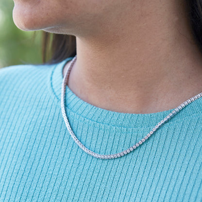 925 Silver 14K White Gold Plated Lab Grown Diamond Tennis Necklace