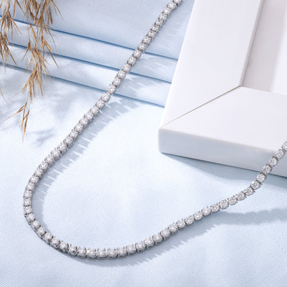 925 Silver 14K White Gold Plated Lab Grown Diamond Tennis Necklace