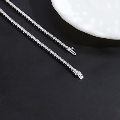 925 Silver 14K White Gold Plated Lab Grown Diamond Tennis Necklace