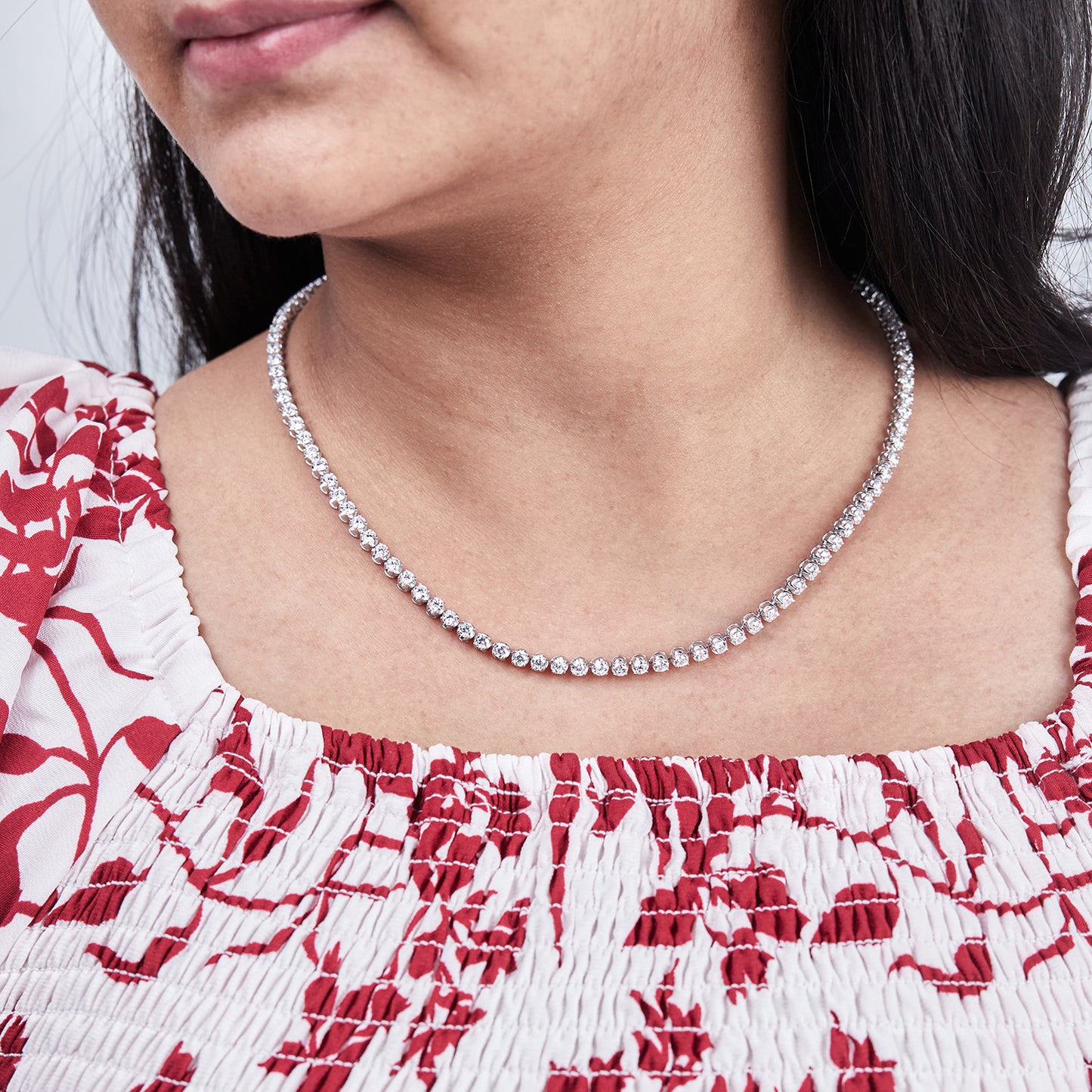 15.75 Cttw Lab Grown Diamond 925 Silver Tennis Necklace