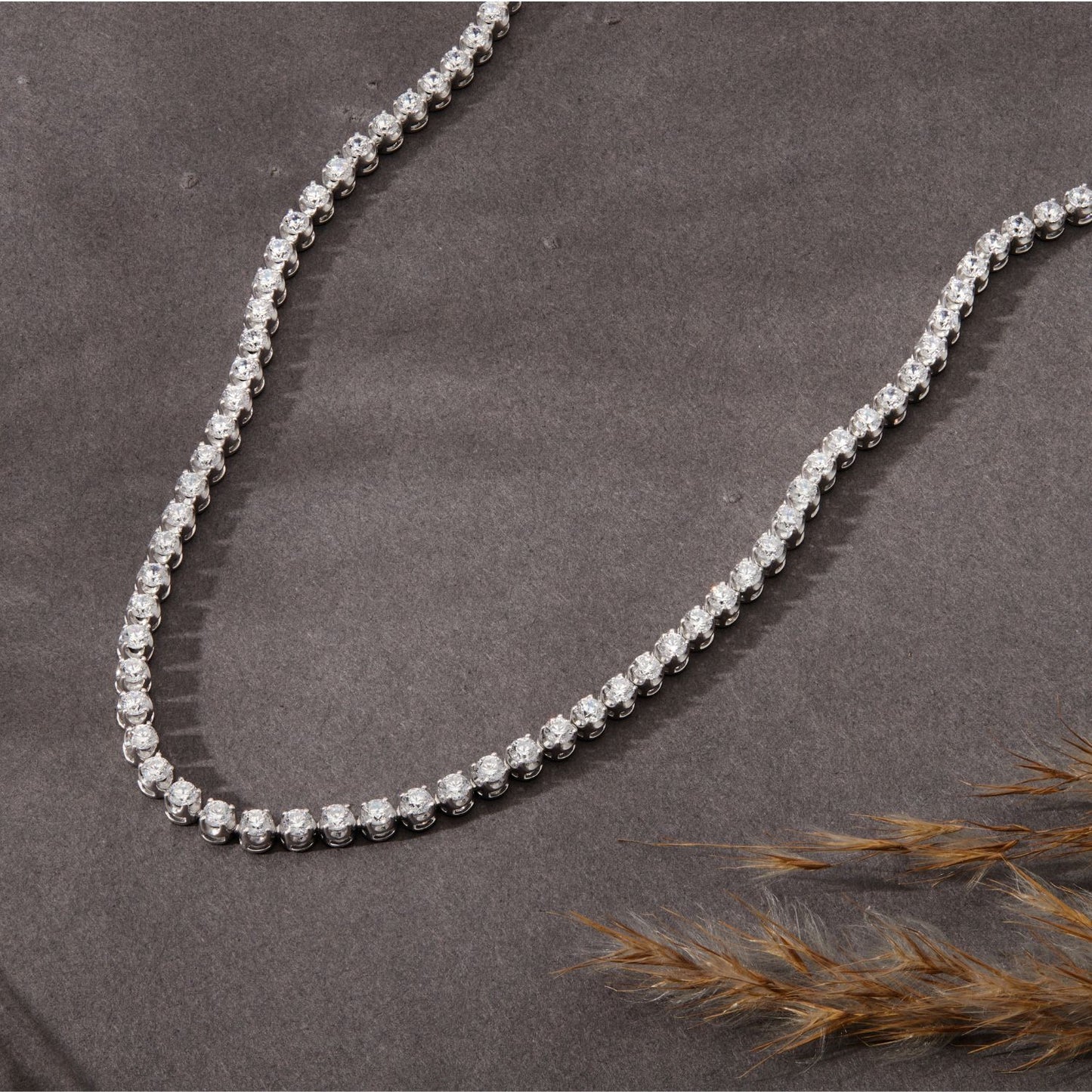 15.75 Cttw Lab Grown Diamond 925 Silver Tennis Necklace