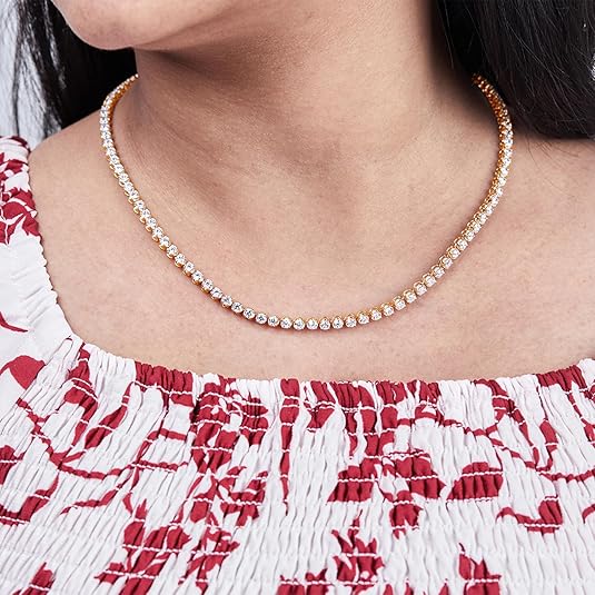 15.75 Cttw Lab Grown Diamond 925 Silver Tennis Necklace
