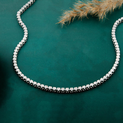 925 Silver 14K White Gold Plated Lab Grown Diamond Tennis Necklace