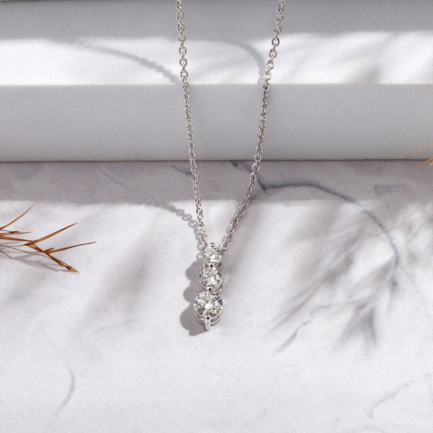 0.80 Ct Diamond 925 Silver White Gold Plated Journey Pendant Necklace