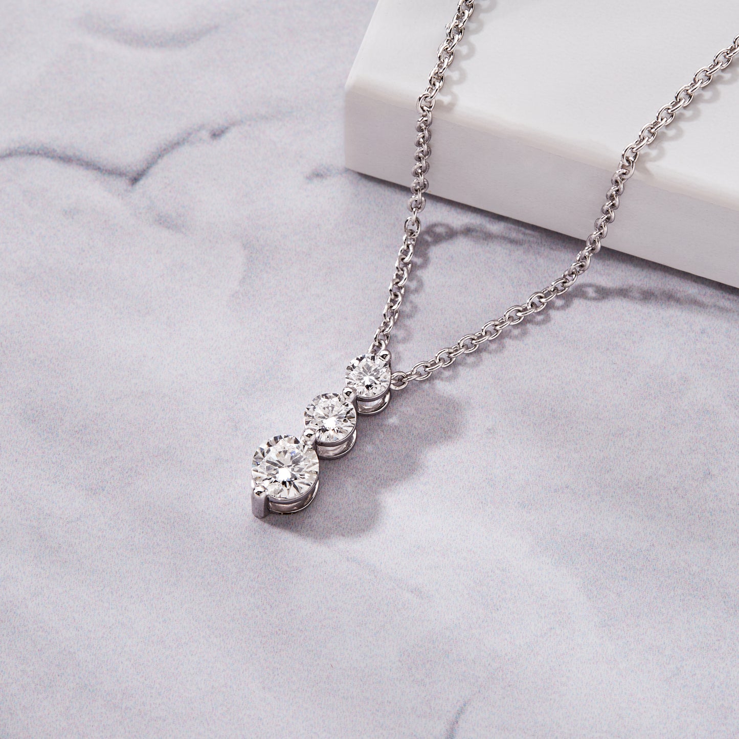 0.80 Ct Diamond 925 Silver White Gold Plated Journey Pendant Necklace