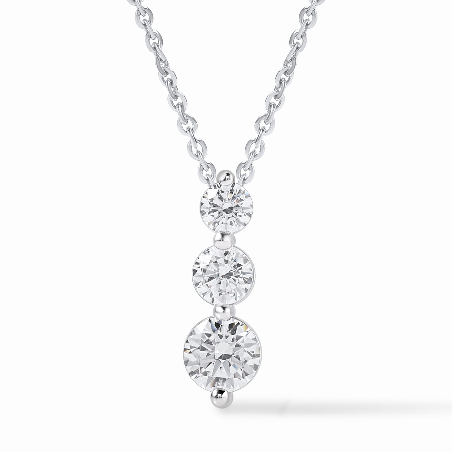 0.80 Ct Diamond 925 Silver White Gold Plated Journey Pendant Necklace
