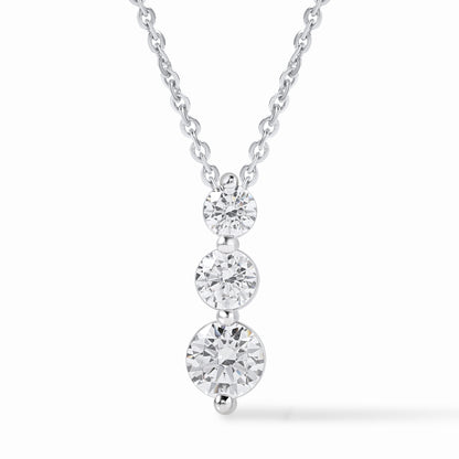 0.80 Ct Diamond 925 Silver White Gold Plated Journey Pendant Necklace