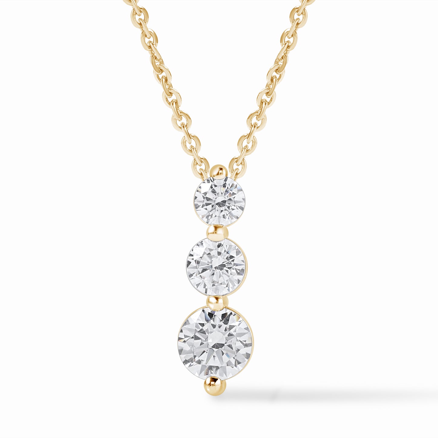 0.80 Ct Diamond 925 Silver Yellow Gold Plated Journey Pendant Necklace