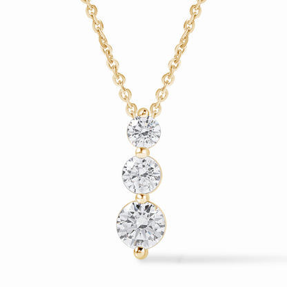 0.80 Ct Diamond 925 Silver Yellow Gold Plated Journey Pendant Necklace
