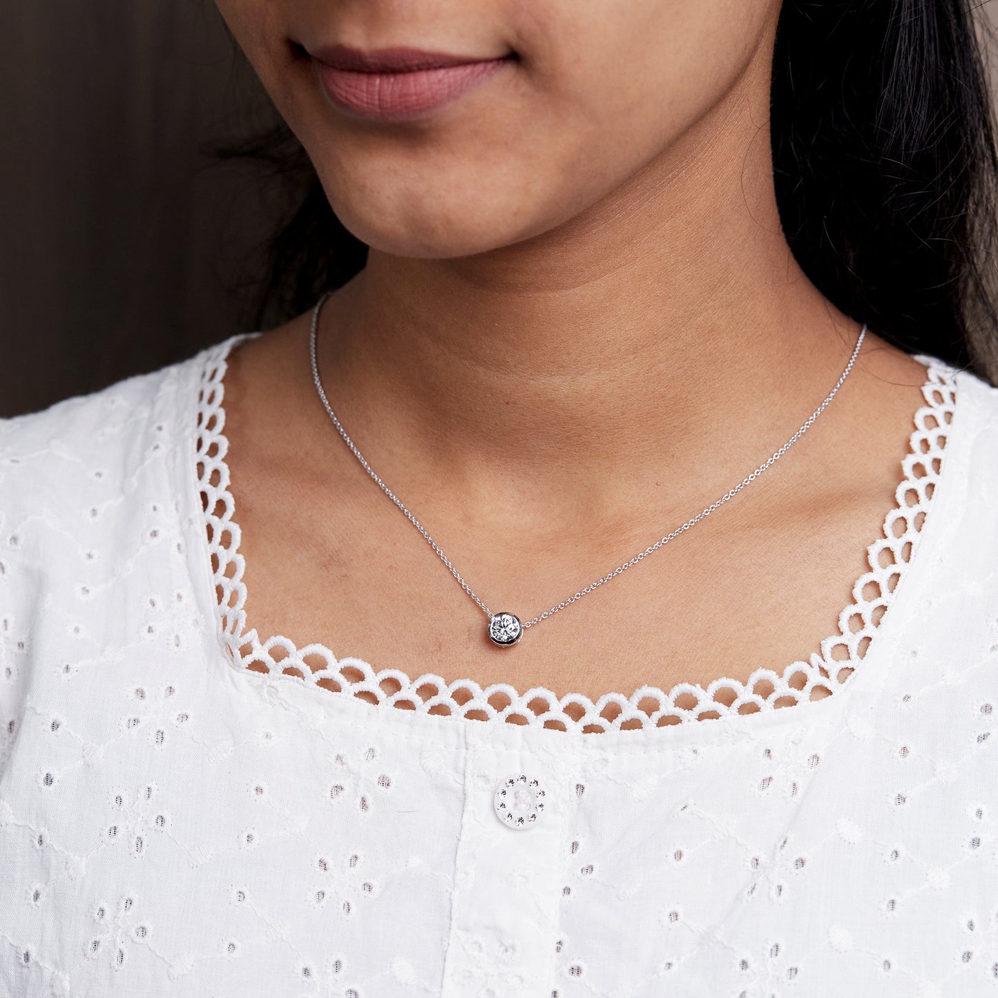 1 Ct Bezel Set Diamond Solitaire Pendant Necklace in 14K Gold