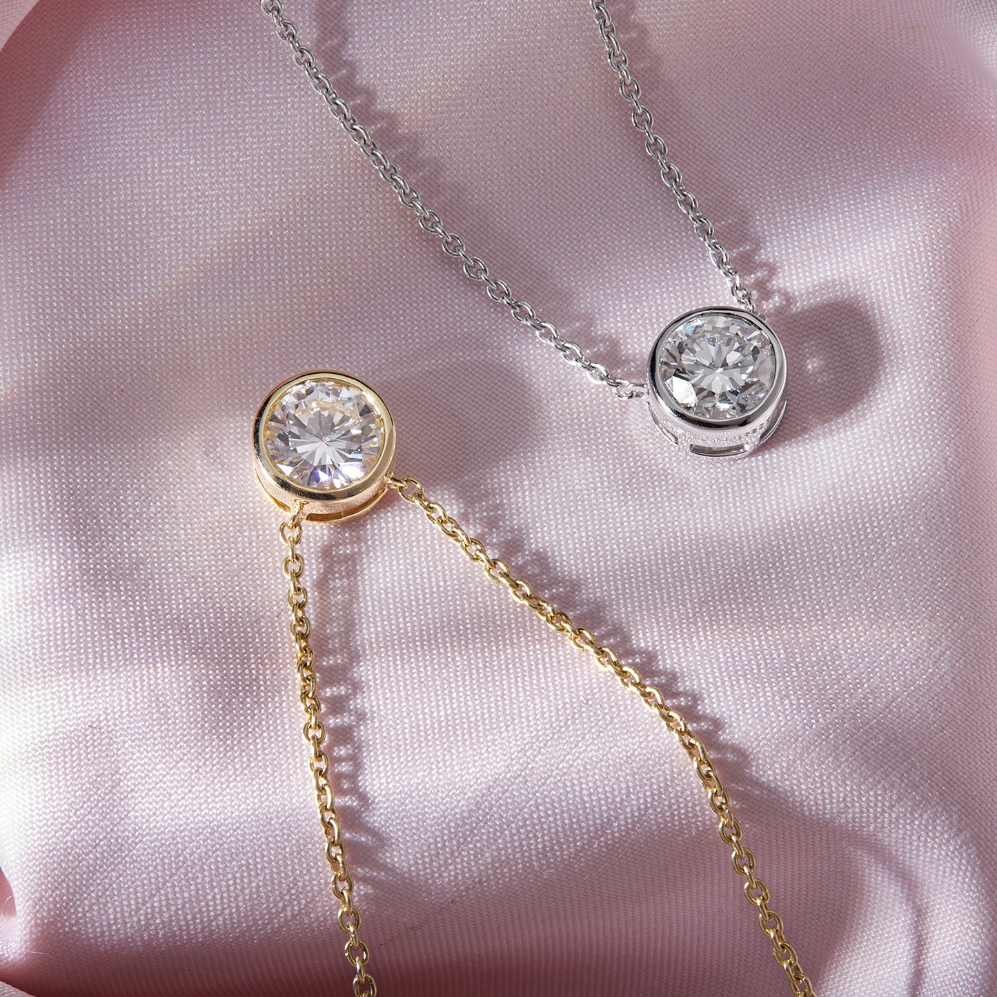 1 Ct Bezel Set Diamond Solitaire Pendant Necklace in 14K Gold