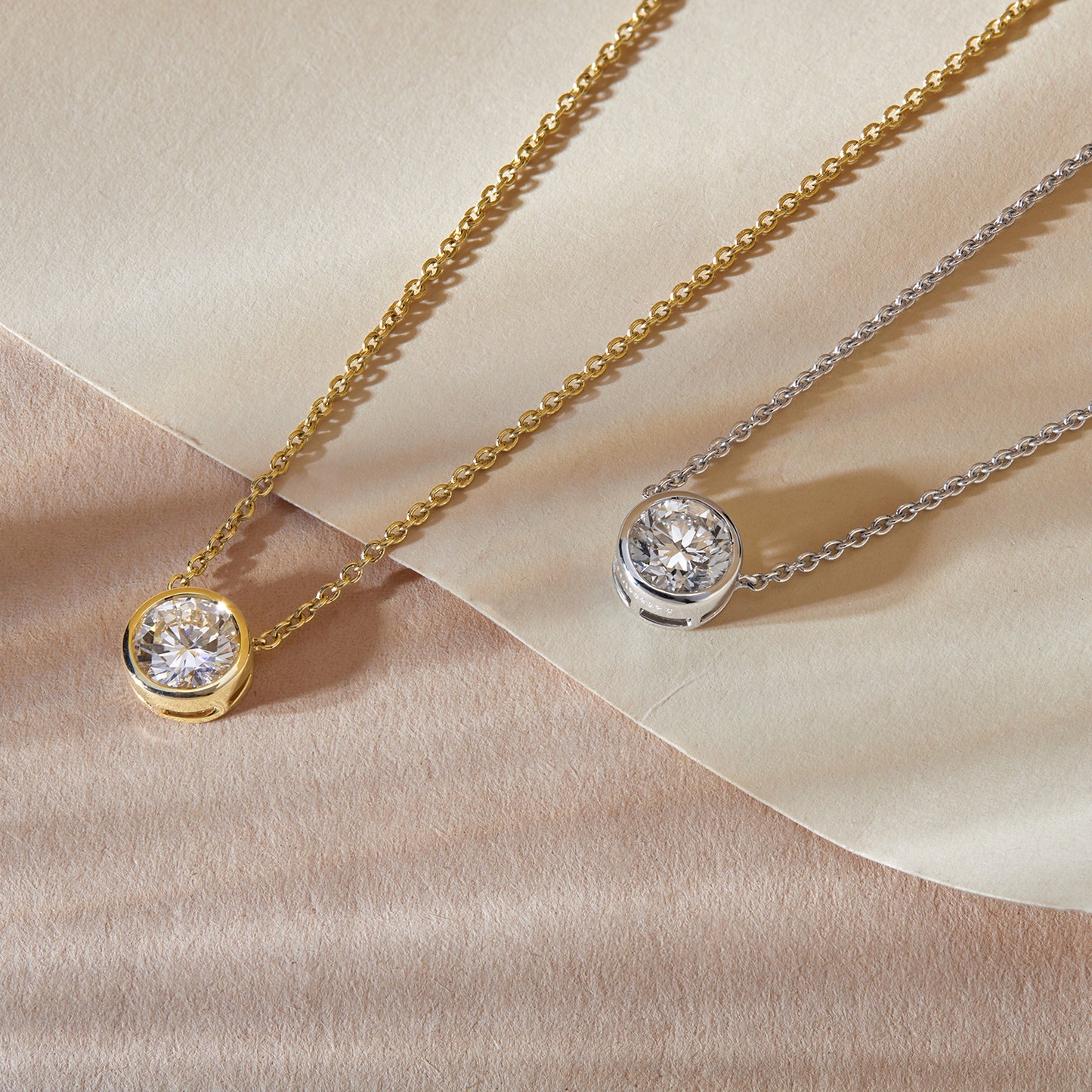 1 Ct Bezel Set Diamond Solitaire Pendant Necklace in 14K Gold