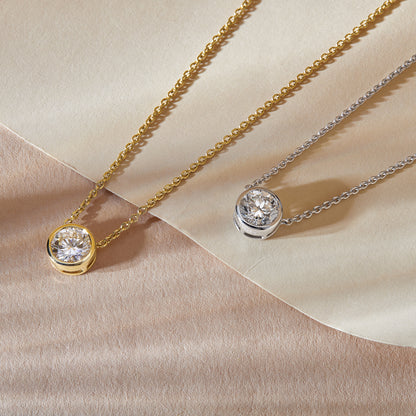 1 Ct Bezel Set Diamond Solitaire Pendant Necklace in 14K Gold