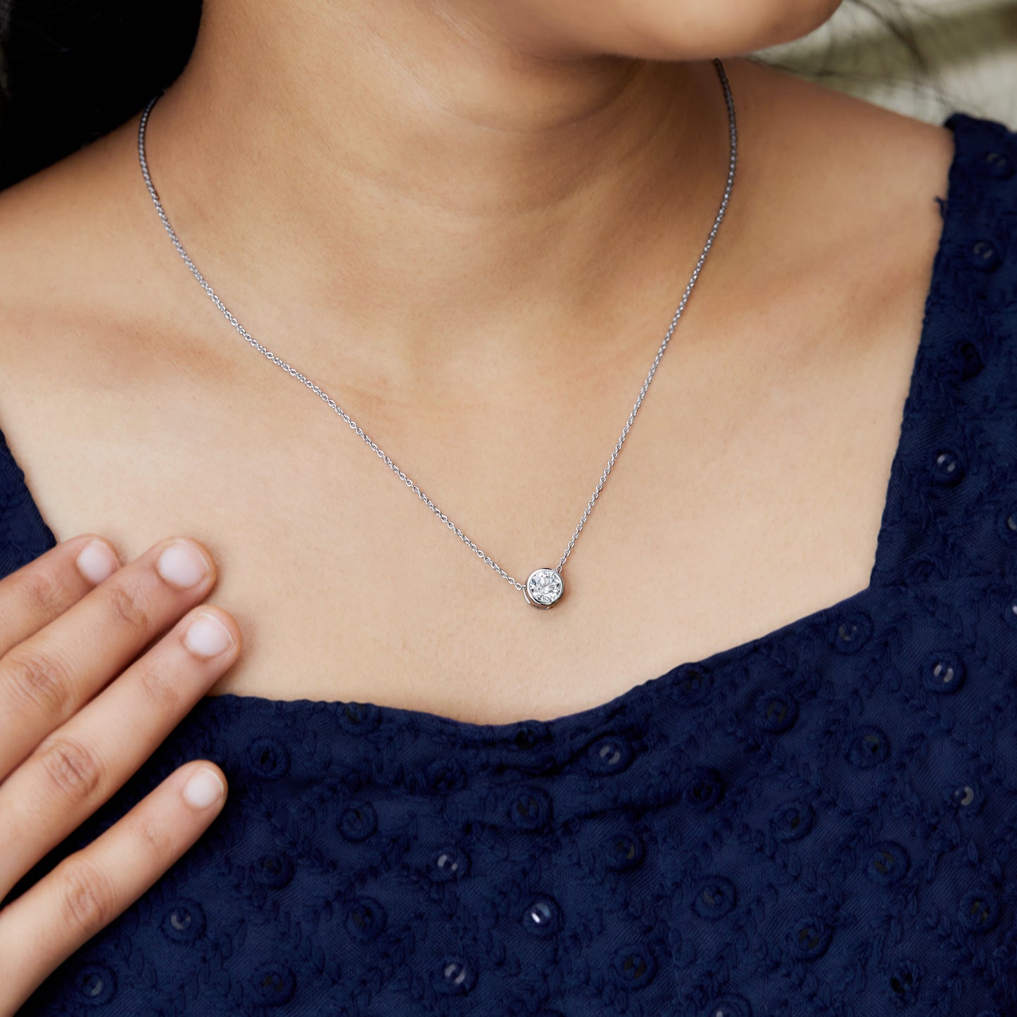 1 Ct Bezel Set Diamond Solitaire Pendant Necklace in 14K Gold