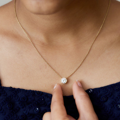 1 Ct Bezel Set Diamond Solitaire Pendant Necklace in 14K Gold