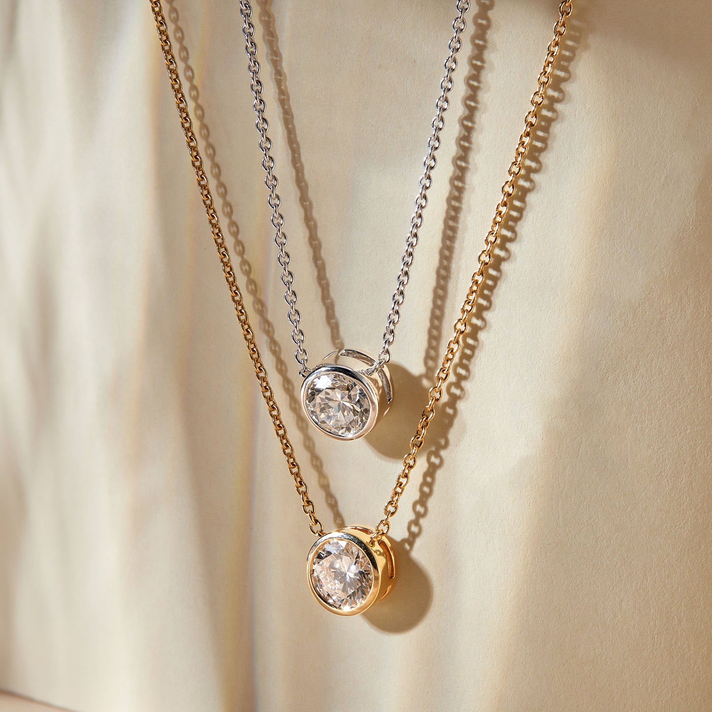 1 Ct Bezel Set Diamond Solitaire Pendant Necklace in 14K Gold