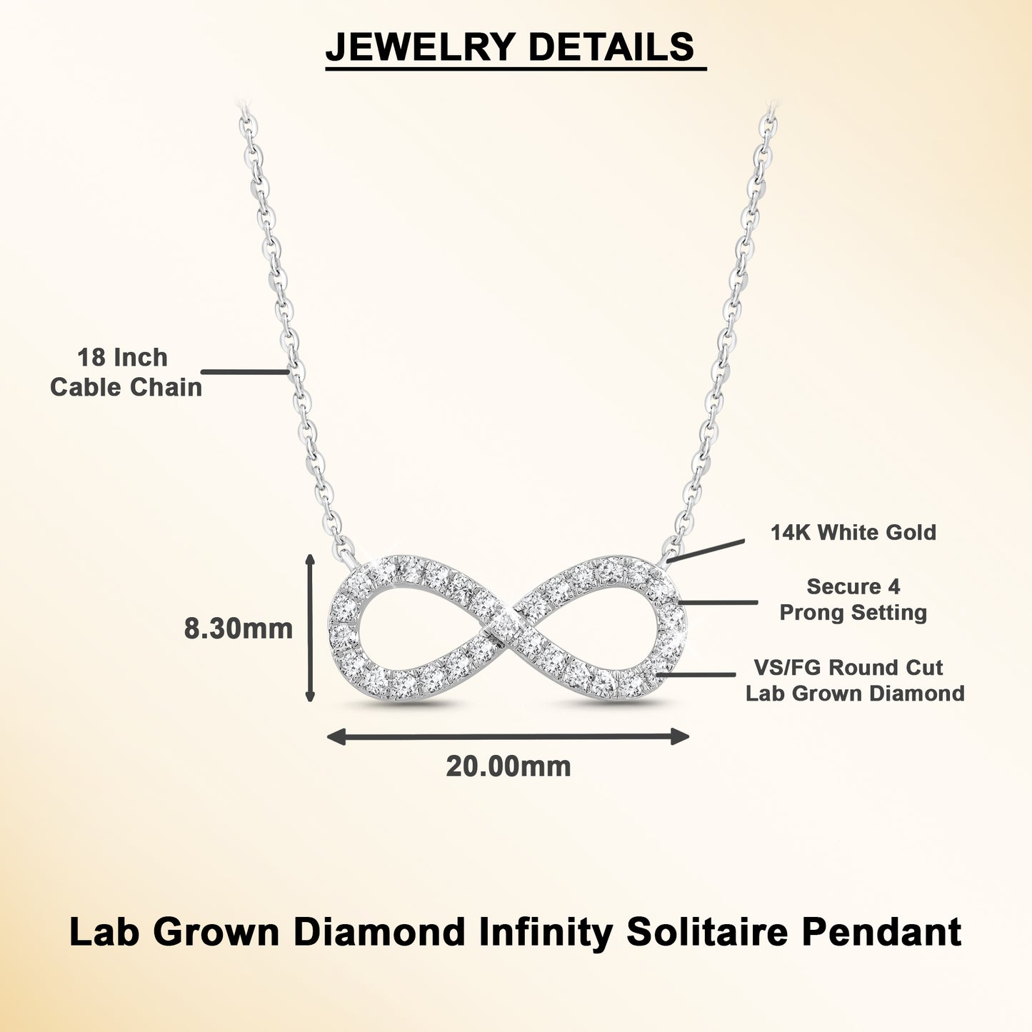 14k Gold 1/5 cttw Infinity Pendant Necklace