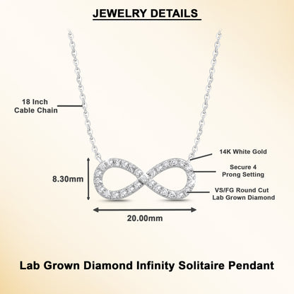 14k Gold 1/5 cttw Infinity Pendant Necklace