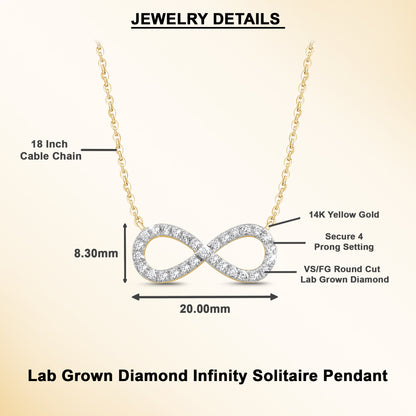 14k Gold 1/5 cttw Infinity Pendant Necklace