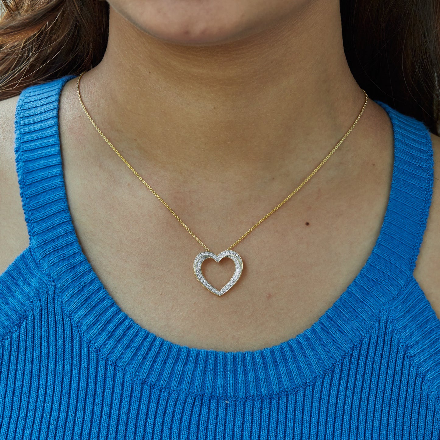 0.50 Ct Lab Grown Diamond Open Heart Pendant Necklace