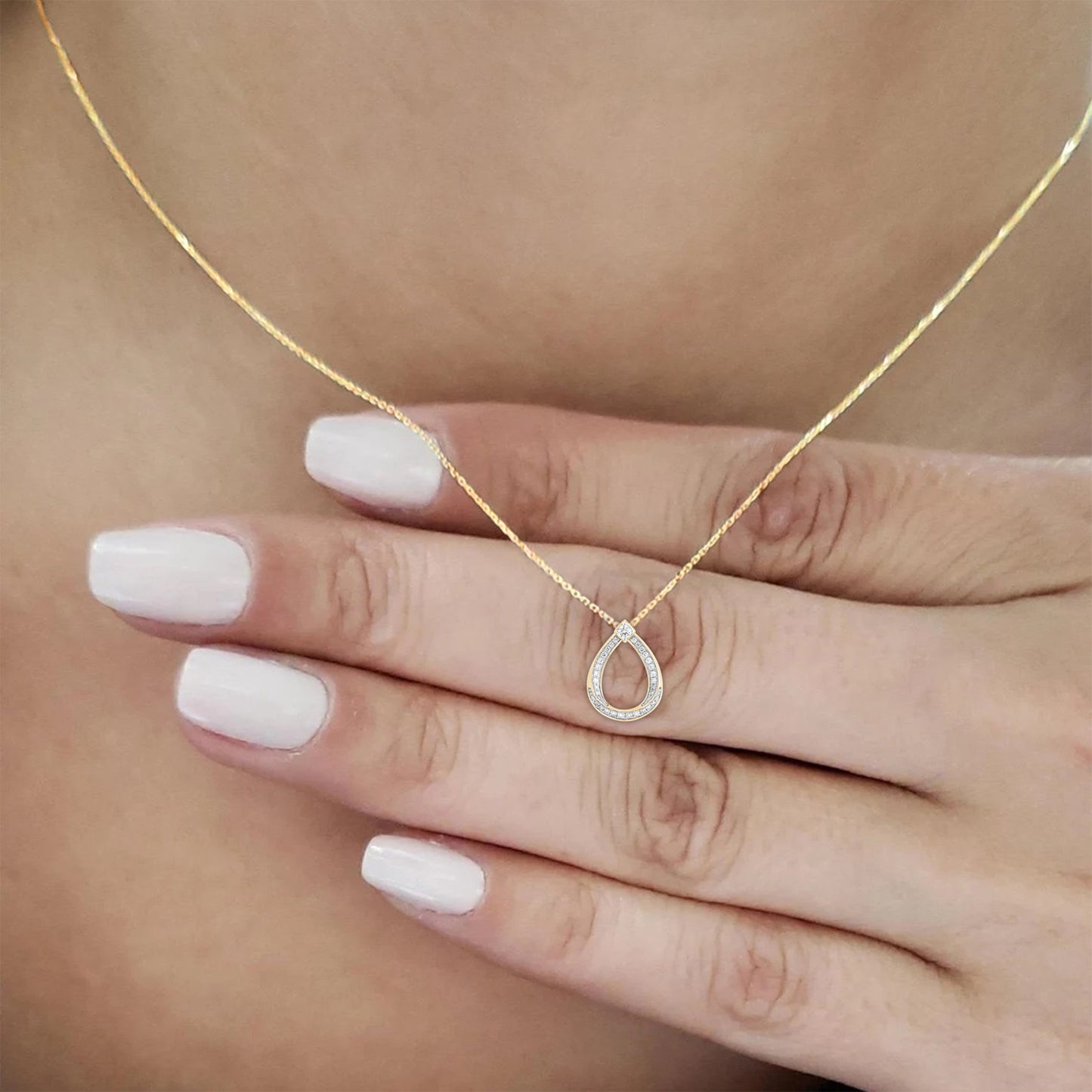 0.30 Ct Lab Grown Diamond Yellow Gold Plated Teardrop Pendant Necklace