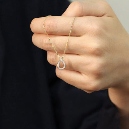 0.30 Ct Lab Grown Diamond Yellow Gold Plated Teardrop Pendant Necklace