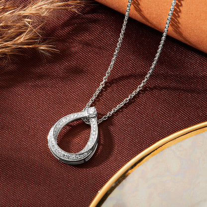 0.30 Ct Lab Grown Diamond White Gold Plated Teardrop Pendant Necklace