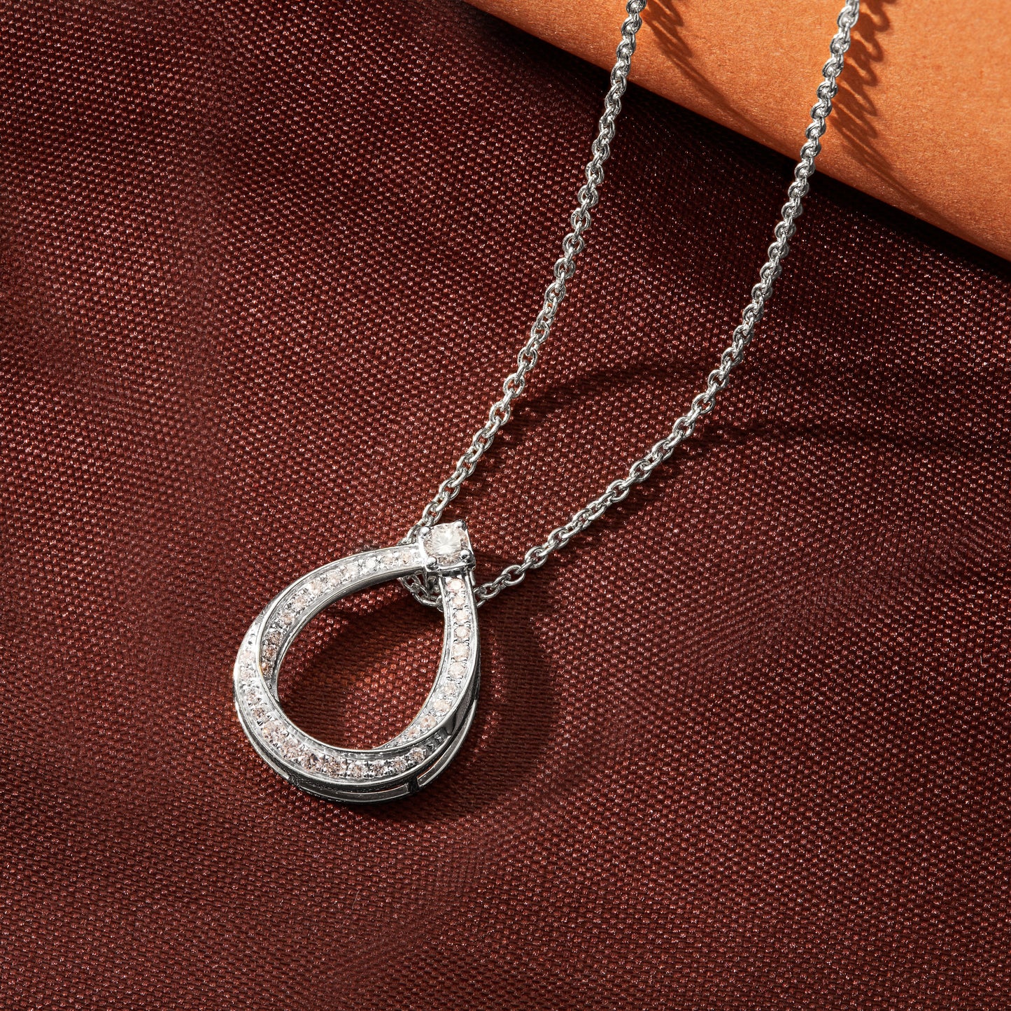 0.30 Ct Lab Grown Diamond White Gold Plated Teardrop Pendant Necklace