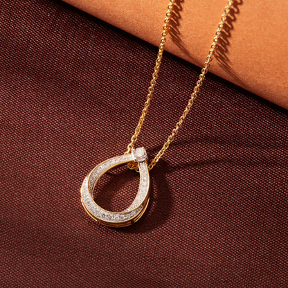 0.30 Ct Lab Grown Diamond Yellow Gold Plated Teardrop Pendant Necklace