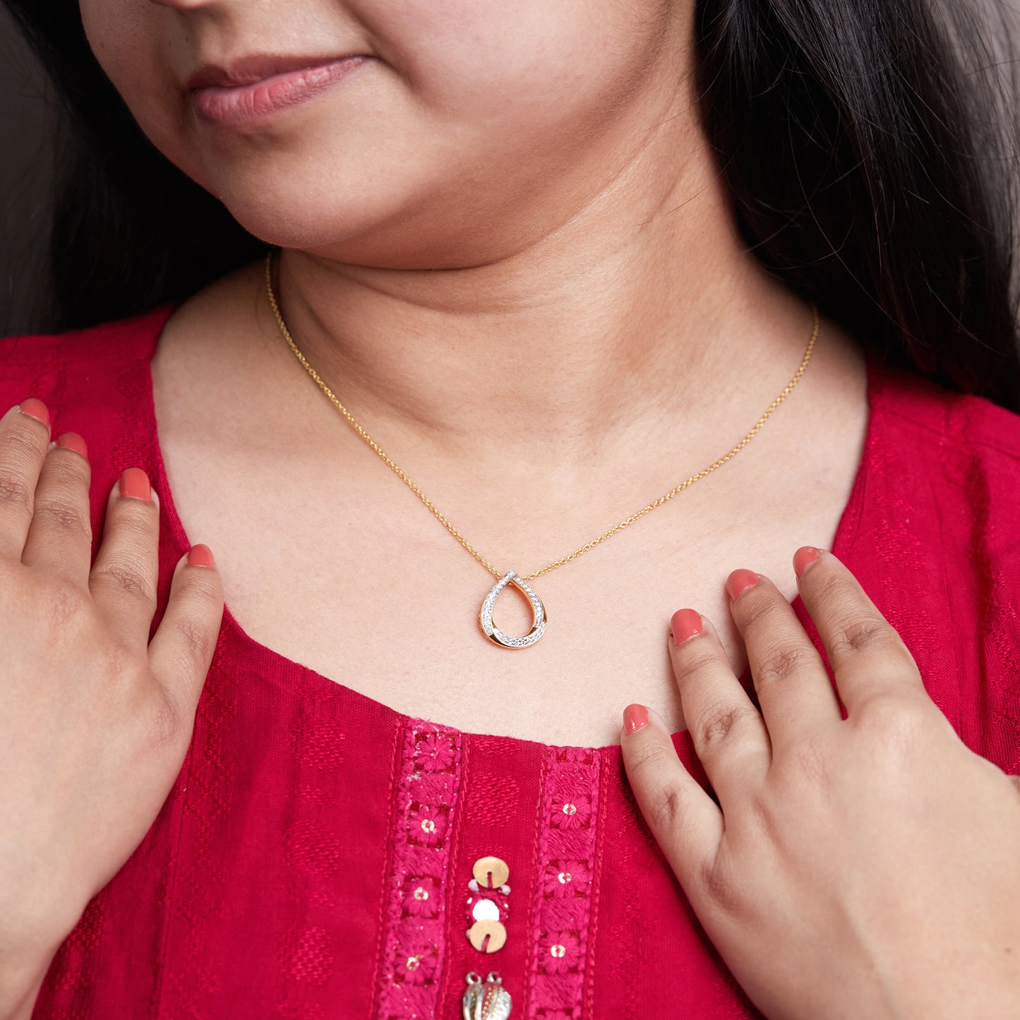 0.20 Ct Lab Grown Diamond 925 Silver Teardrop Pendant Necklace