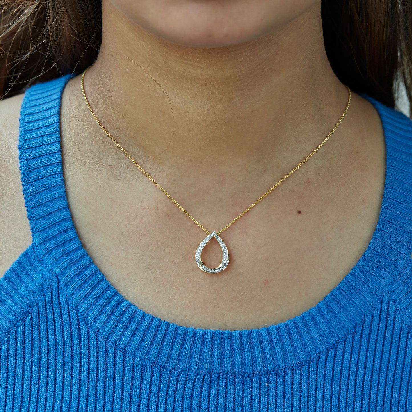 0.20 Ct Lab Grown Diamond 925 Silver Teardrop Pendant Necklace