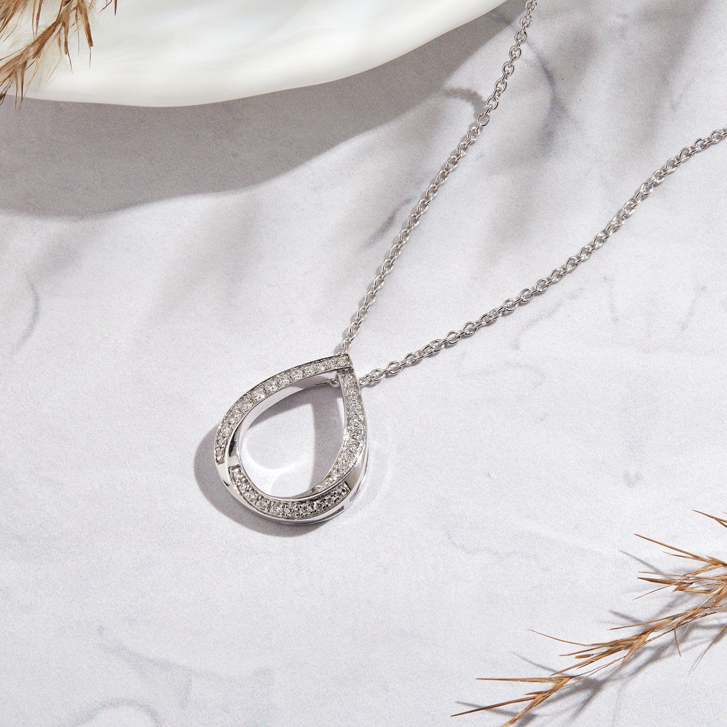 0.20 Ct Lab Grown Diamond 925 Silver Teardrop Pendant Necklace