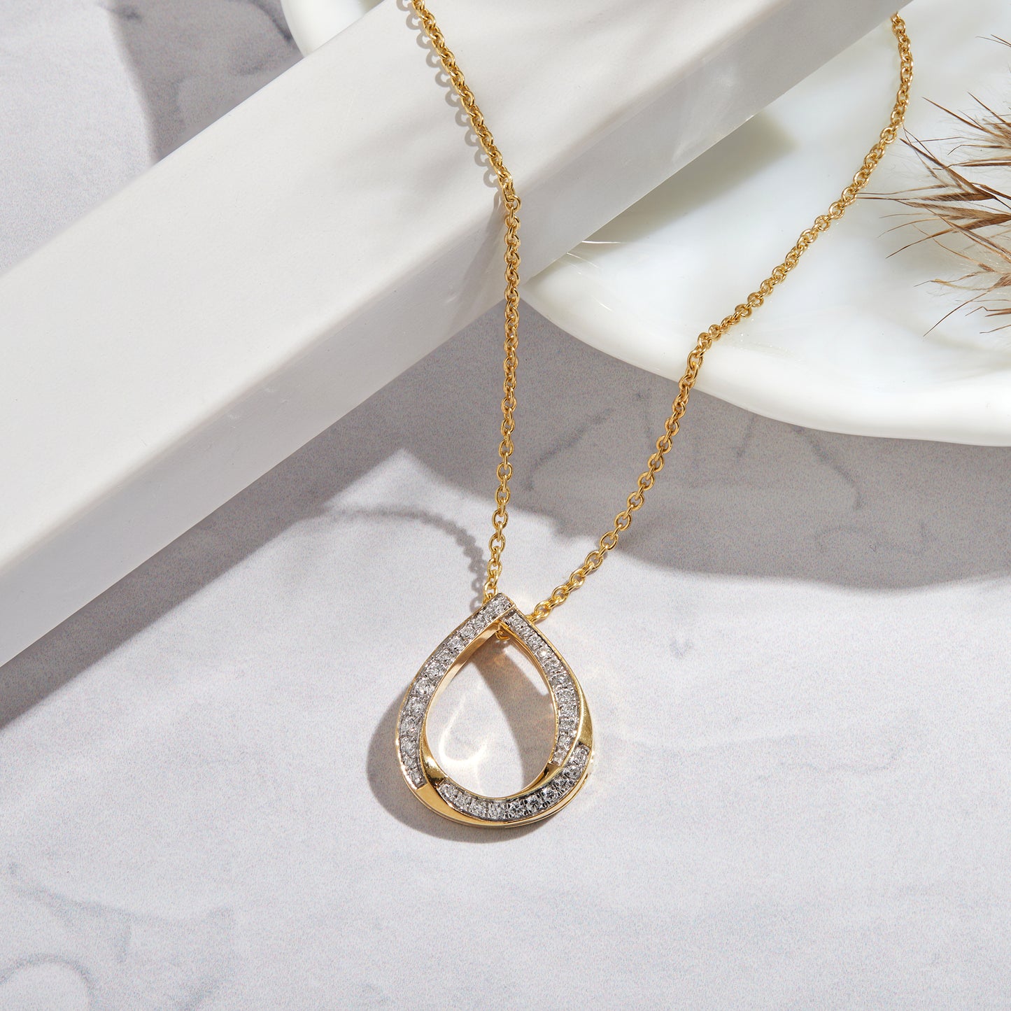 0.20 Ct Lab Grown Diamond 925 Silver Teardrop Pendant Necklace