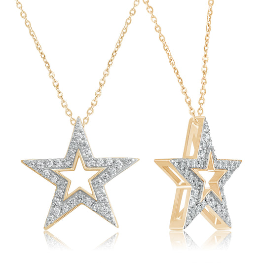 0.20 Ct Diamond 925 Silver Star Pendant Necklace