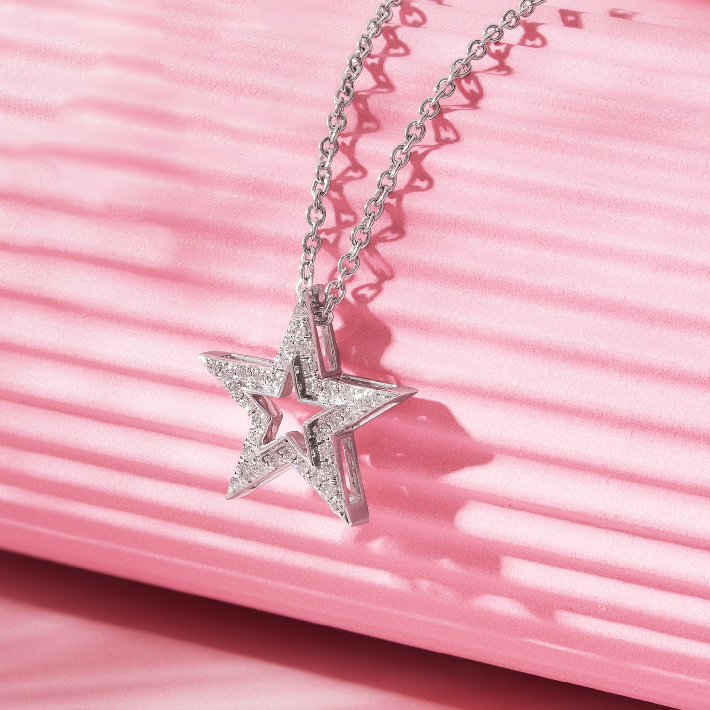 0.20 Ct Diamond 925 Silver Star Pendant Necklace