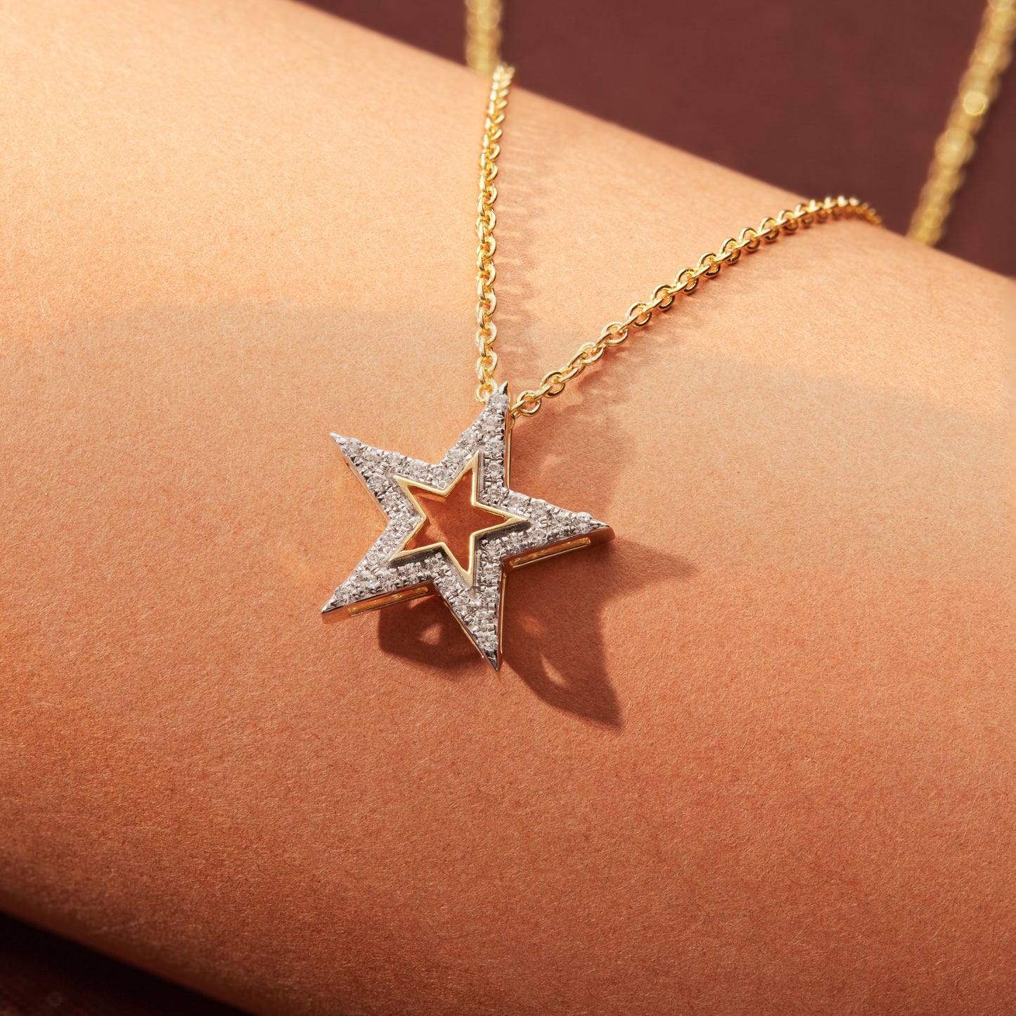 0.20 Ct Diamond 925 Silver Star Pendant Necklace