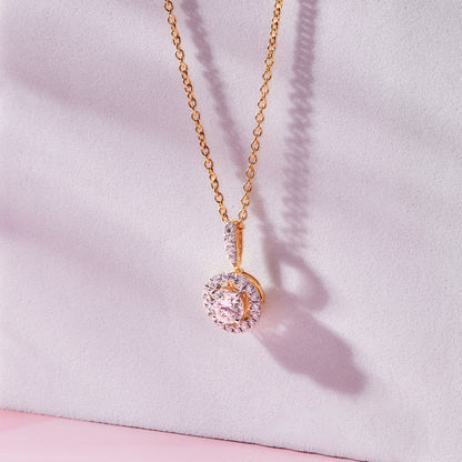 0.75 Ct Diamond 925 Silver Round Halo Pendant Necklace
